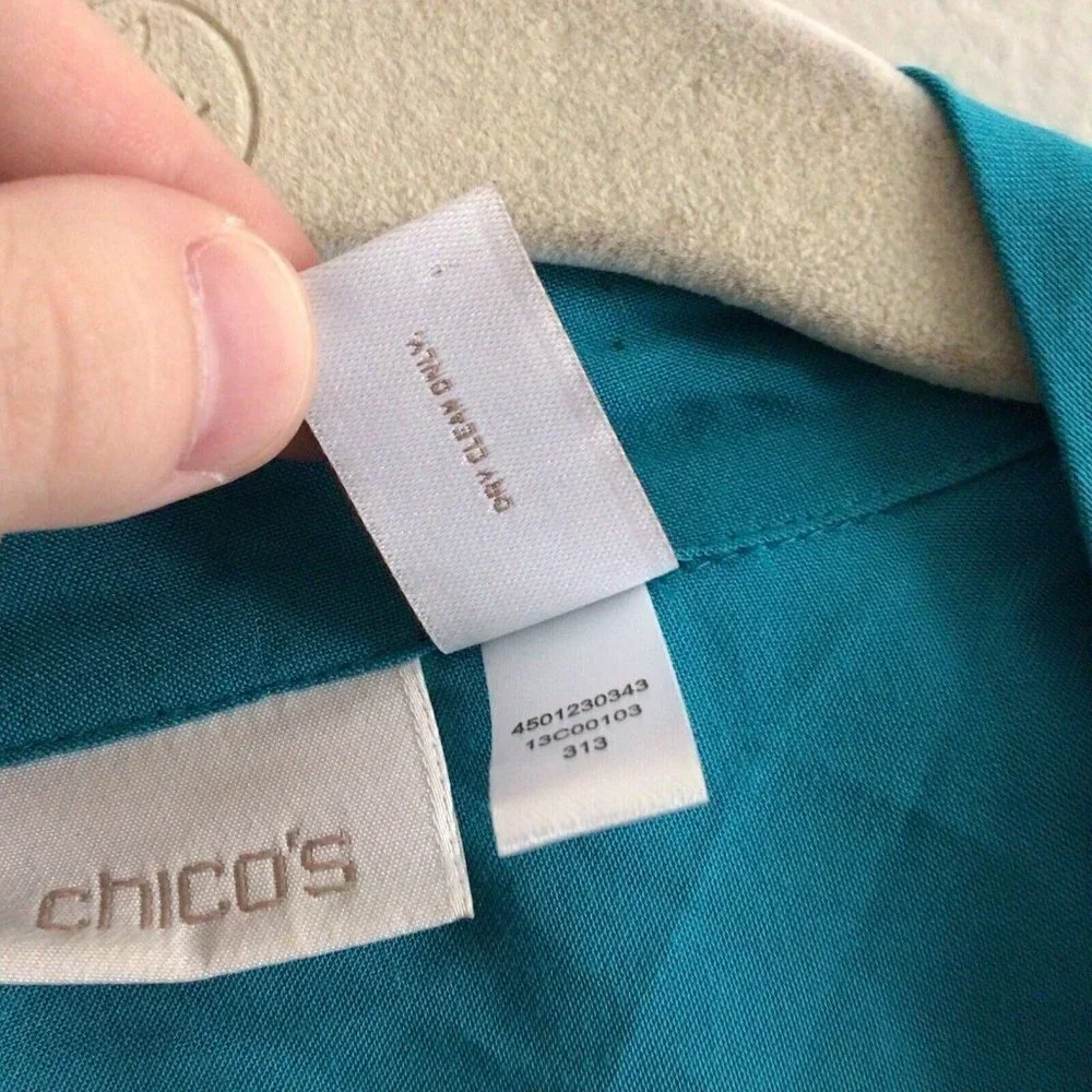 Chico's Women Sz 2 US L Blue Mixed Media Lightweight Open Drape Front Cardigan